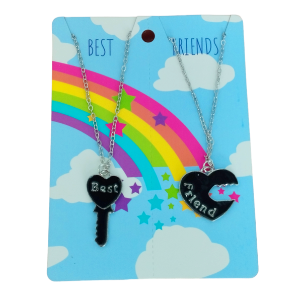 2 Pieces Best Friends Lock Key Pendant Necklace