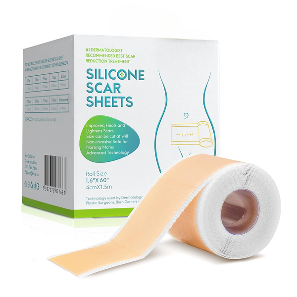 Silicone Scar Sheets Strips for Surgical &amp; Keloid Scars - 1.6 x 60 inches