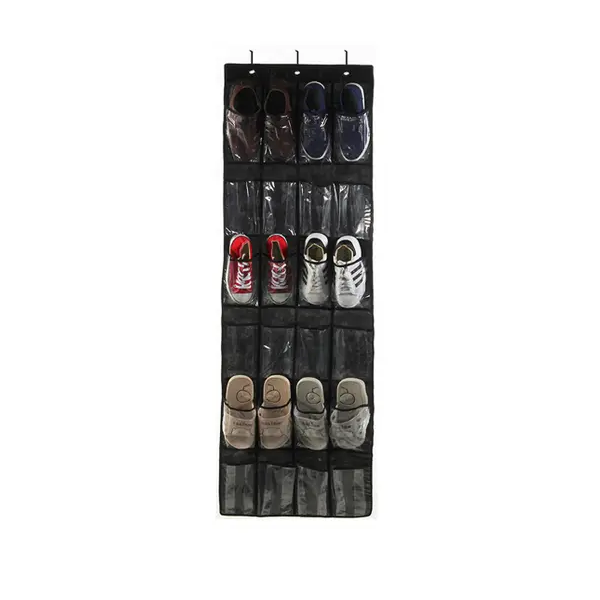 24 Pocket Door Hanging Shoe Organizer - Black