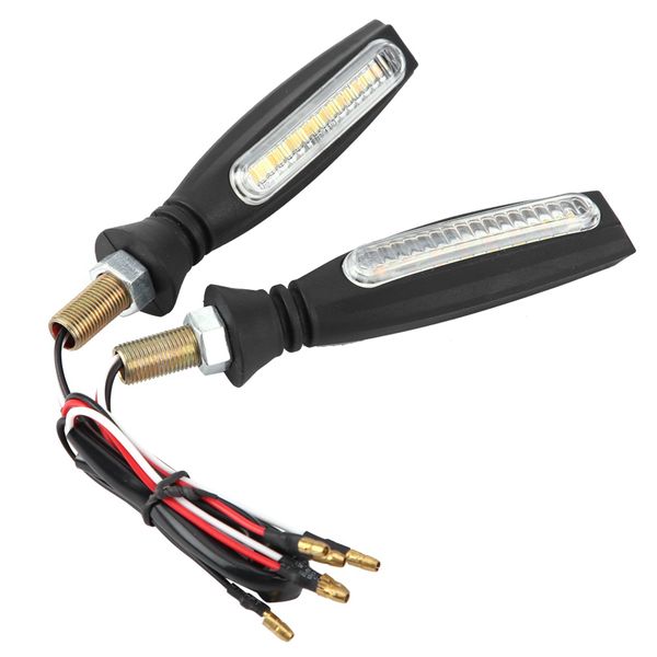 Pair of 15 LED Flowing Water Turn Signal Lights for Motorcycle DC 12V Black