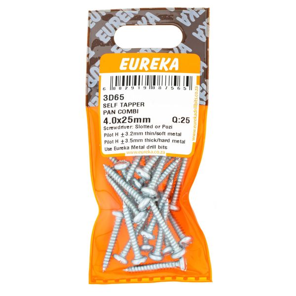 EUREKA Self-Tapper Pan head Combination 4 x 25mm Q:25 3D65