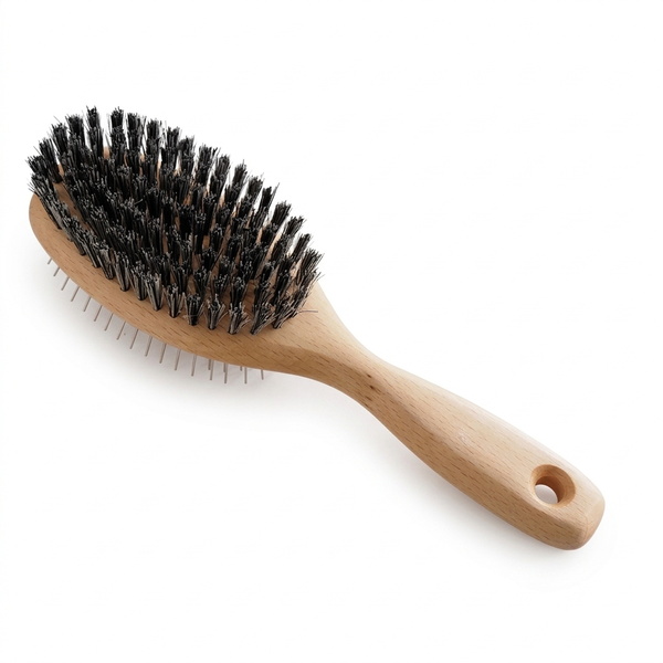 Large Wooden Handle Dog Pet Grooming Brush | Metal Pins &amp; Tampico Bristles