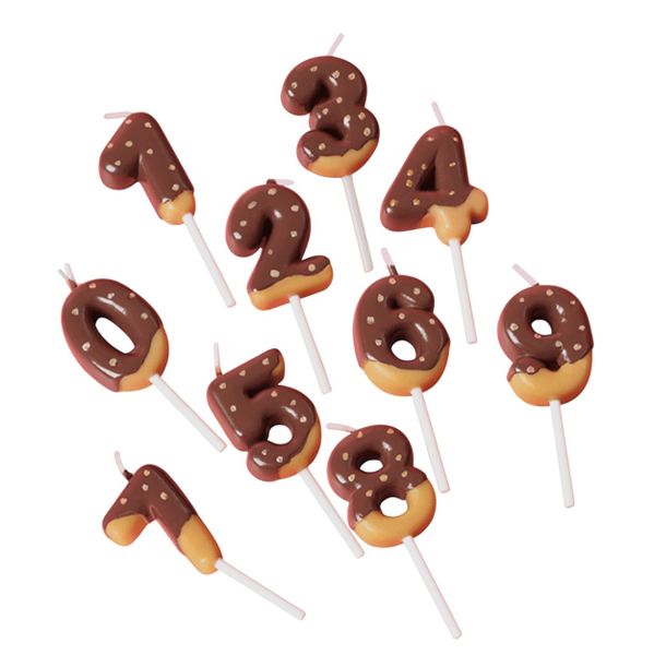 2 Pack - Donut &amp; Sprinkle Designed Number Birthday Candles