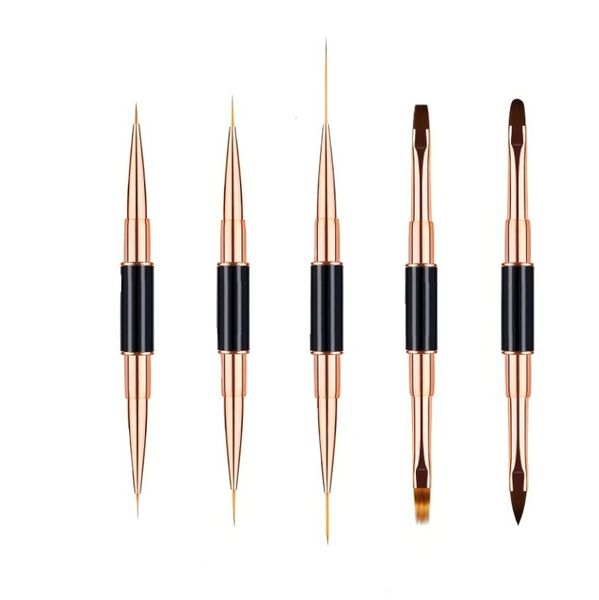 5 pcs5 Metal Double - Ended Nail Art Brushes for Gel Liner and Detailing