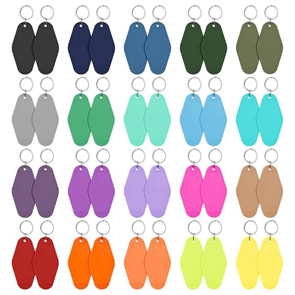 40 PCS Hotel Keychain Blank with Key Rings, 20 Colors Motel Keychain