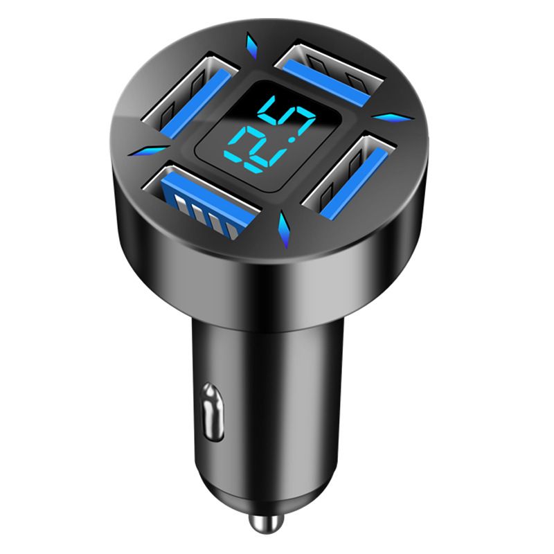 4 Port USB Universal Mobile Phone Car Charger with Volt Display (12V