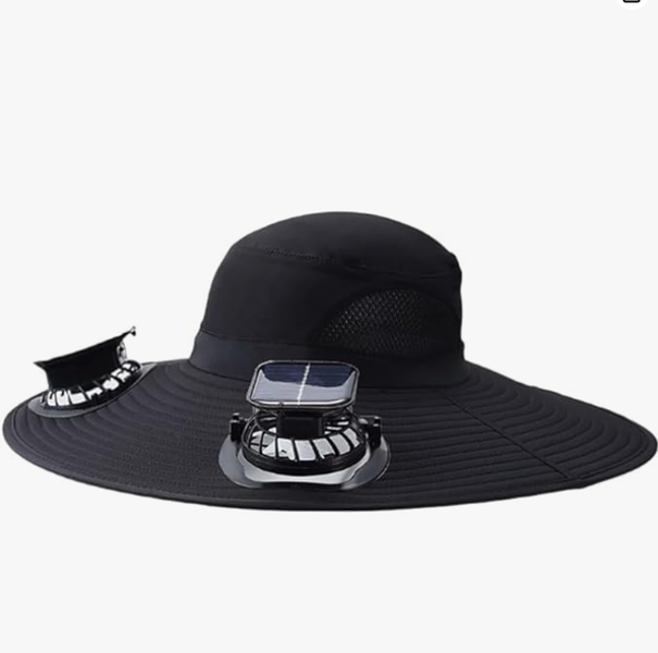 Solar Fan Hat - Wide Brim Sun Hat with Dual Solar Fans