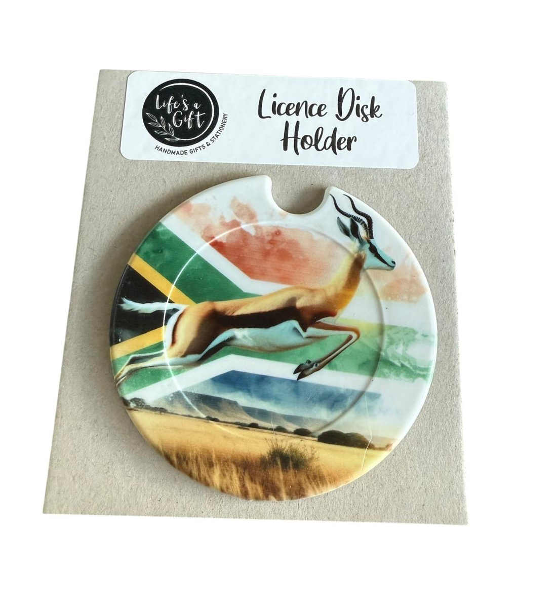 Licence Disk Holder - South Africa Wild in the Air Springbuck