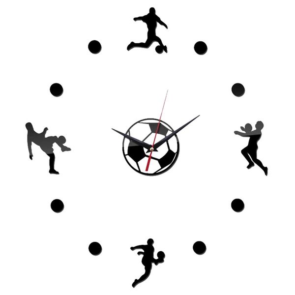 Modern Style Football DIY 3D Wall Sticker Clock for Family Office Decor