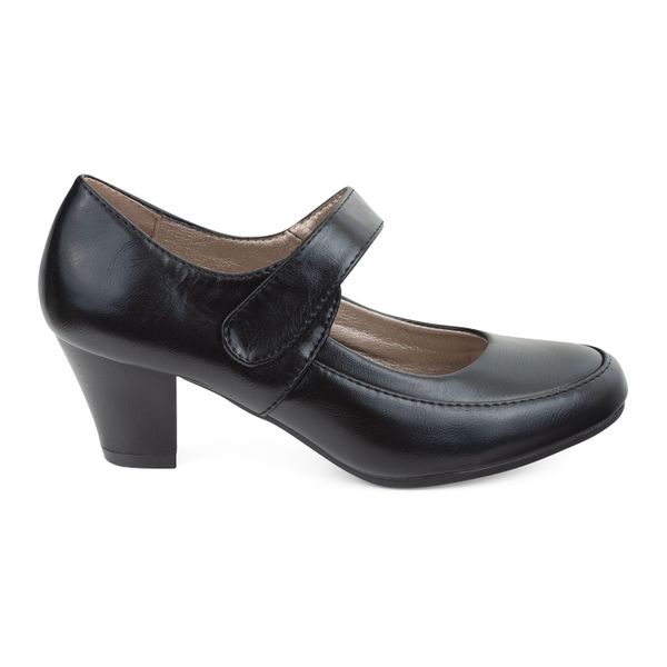 TTP Ladies Classic Hook and Loop Court Heels Psl1125-8 - Black - Women Uk 4