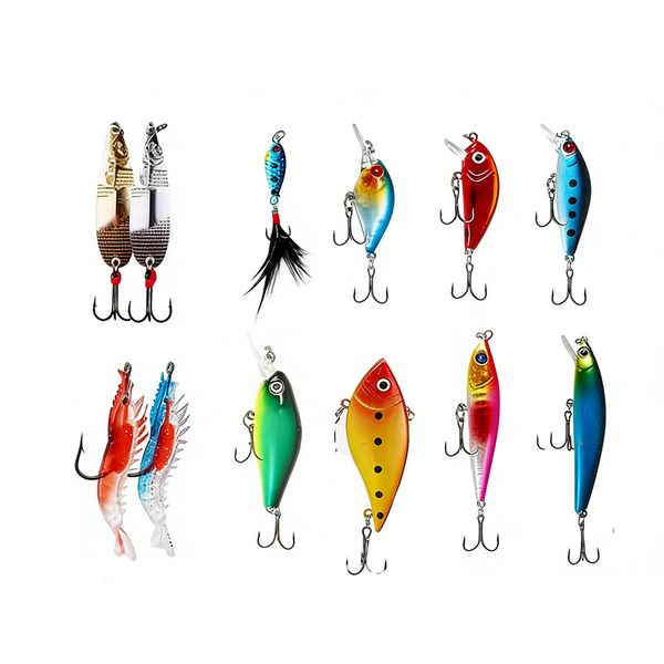 12-Pack Fishing Lure Set - Assorted Baits for Freshwater &amp; Saltwater