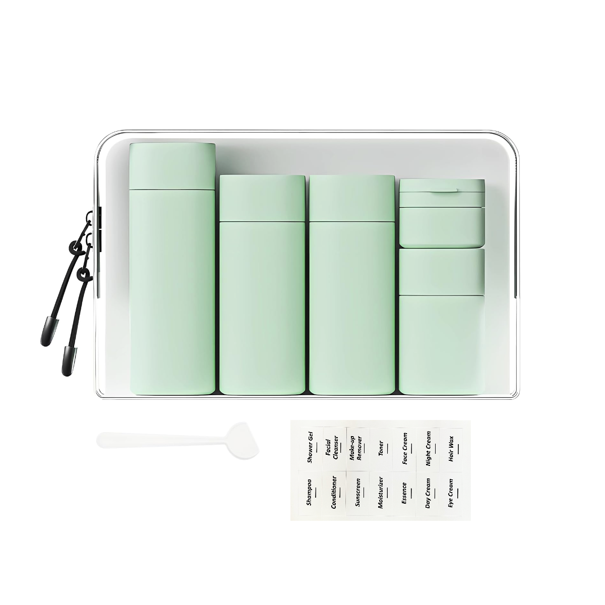 Reusable Square Travel Bottle Set with Travel Bag
