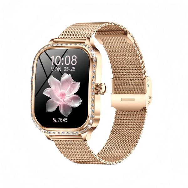 Ladies' Curved Screen Diamond Inlaid Smartwatch - Bluetooth Calling