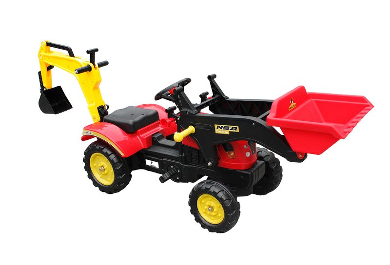 Construction Pedal Excavator Ride On with Front Loader and Crane