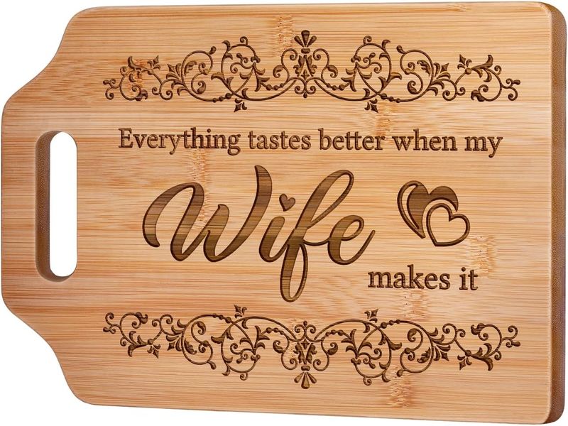 Bamboo Cutting Board, 12.3x8.7 Inch, with Gift Message, for Wife