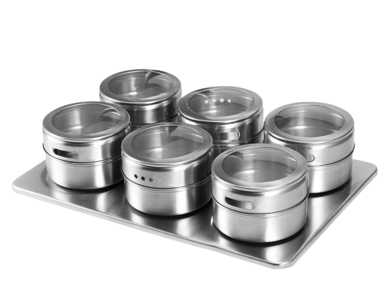 Magnetic Spice Rack Organizer With 6 Stainless Steel Jars-IB-35