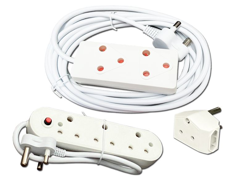 Everlotus extension cord 5M bundle with 3 way red multiplug and 1 adapter