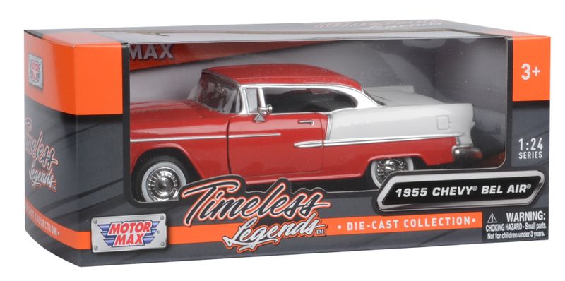 Motormax 1:24 Scale 1955 Chevy Bel Air Red Diecast Vehicle