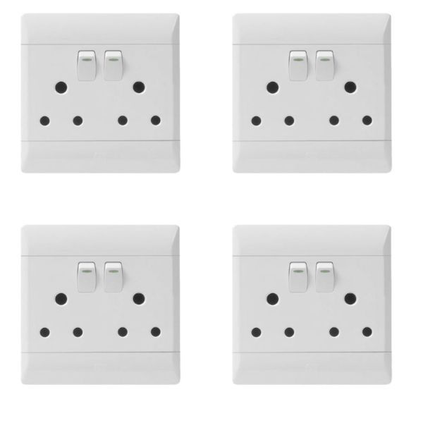 Bulk Pack 4 x CBI Plug Switch Double - 4x4 White