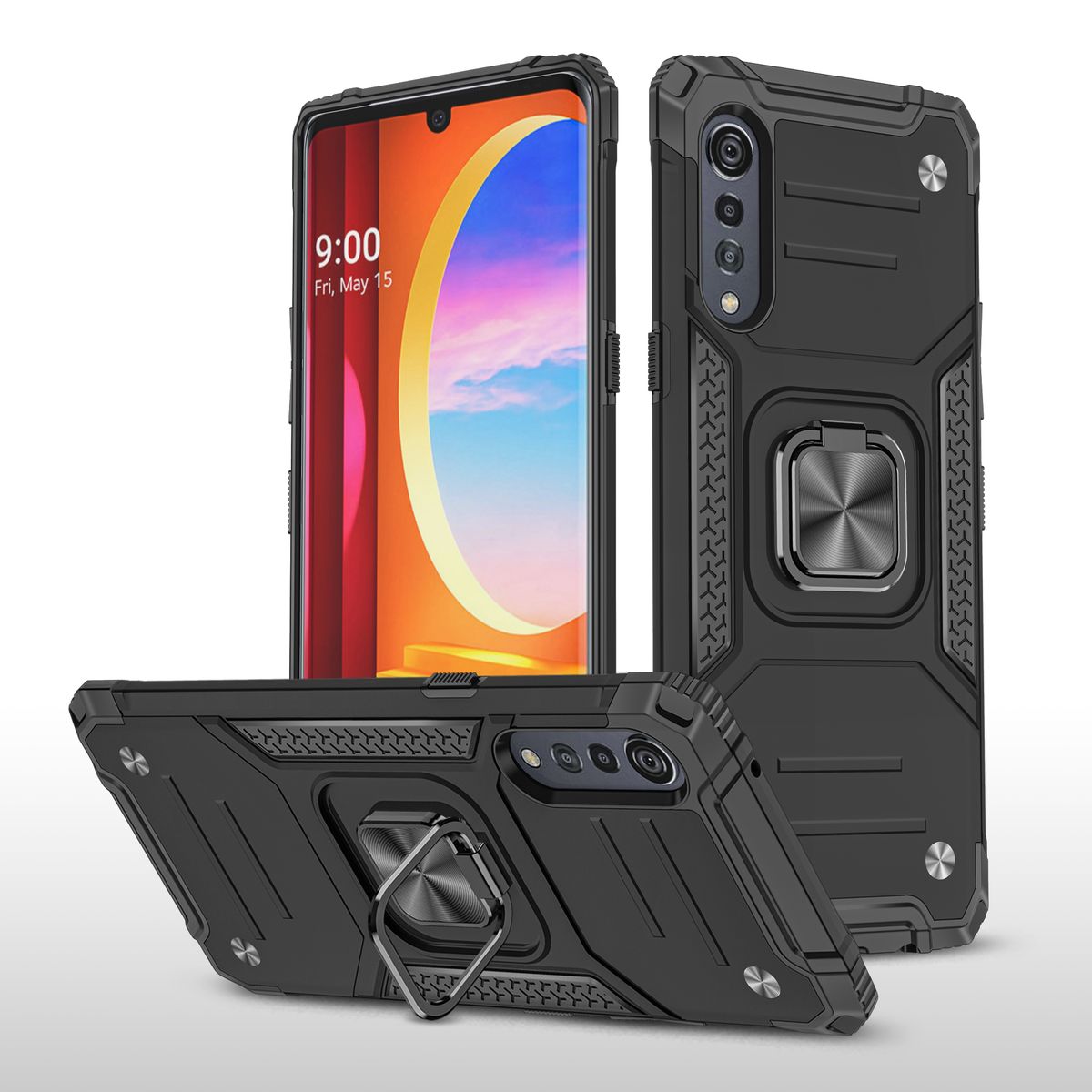 HHUAN Custodia + Vetro Temperato per LG Velvet 5G (6.8), Trasparente Ultra Morbida Silicone TPU Bumper Cover Case e 9H Durezza HD VetroPellicola Protettiva - YQ12