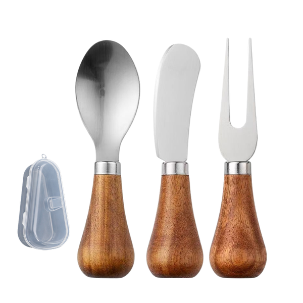 Wooden Handle Cheese &amp; Butter Knife Set (3-Piece)