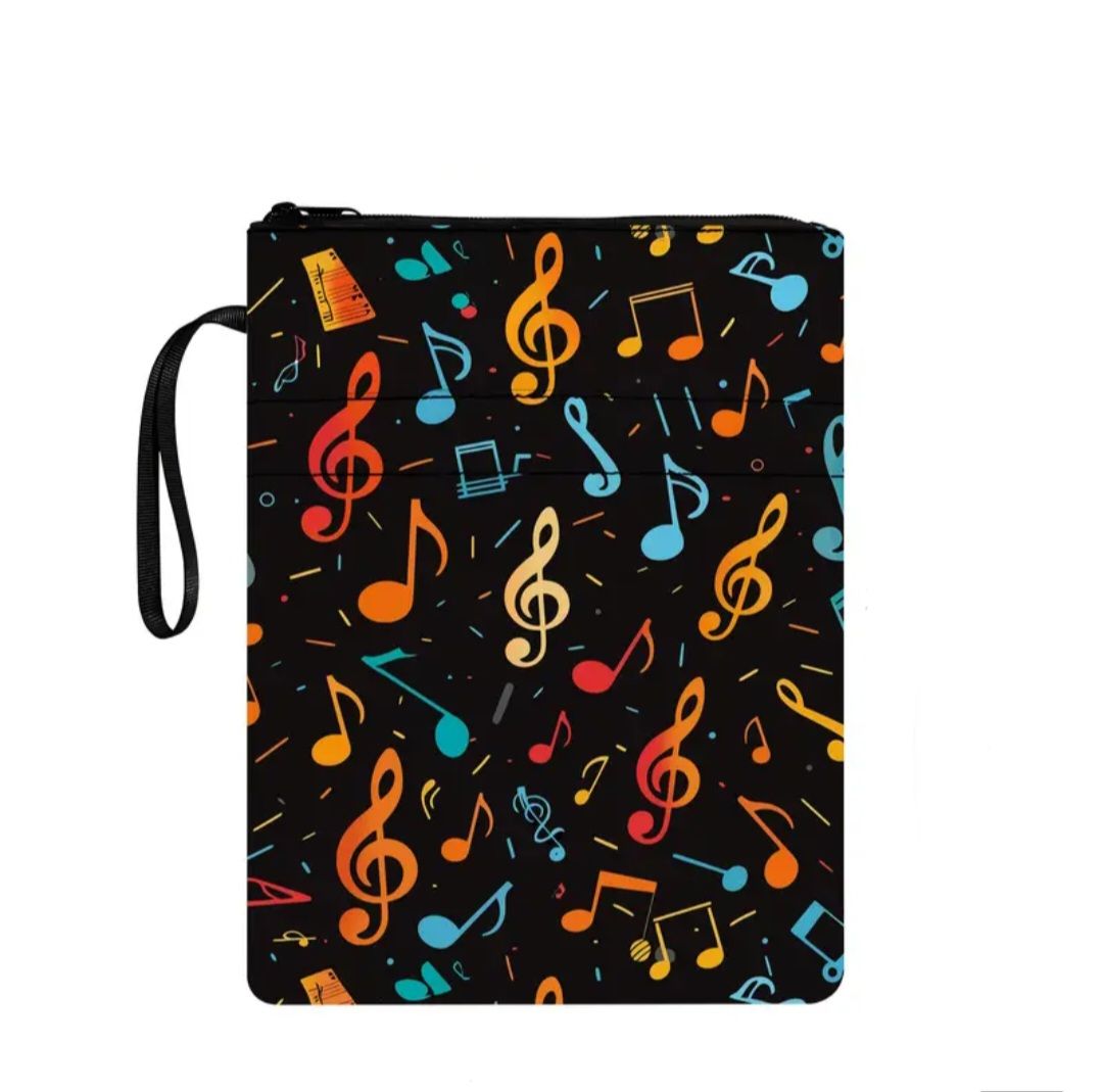 Large Waterproof Book Sleeve - Music Notes Design