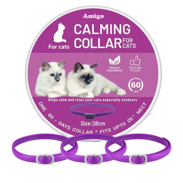 3PCS Calming Collar for Cats Pheromone Calm 60 Days Adjustable &amp; Waterproof