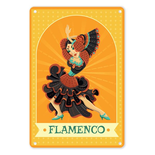 A4 Metal/Tin Poster - Flamenco Dancing
