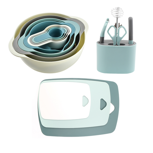 16pc Kitchen Prep Starter Set - Mixing bowls, Cutting boards and Tools
