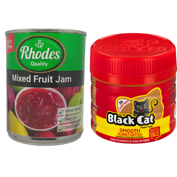 Rhodes Mixed Fruit Jam 450g + Black Cat Smooth Peanut Butter 400g
