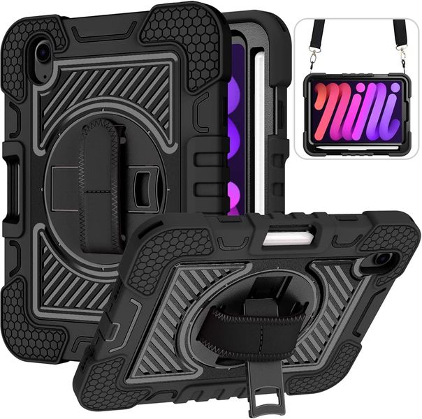 TUFF-LUV Armour Jack Rugged Case and Strap for Apple iPad Mini 6 - Black