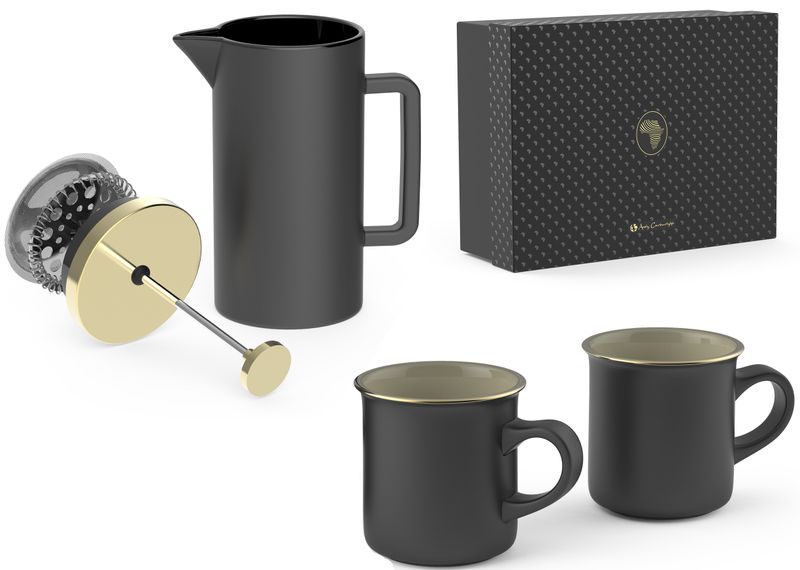 Andy Cartwright Ceramic Afrique Dusk Coffee Press And 2x Mug Set