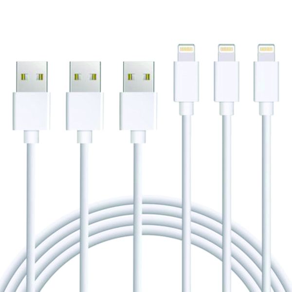 iPhone USB Charging Cable for iPhone 5 &amp; 6 - White (Pack of 3)