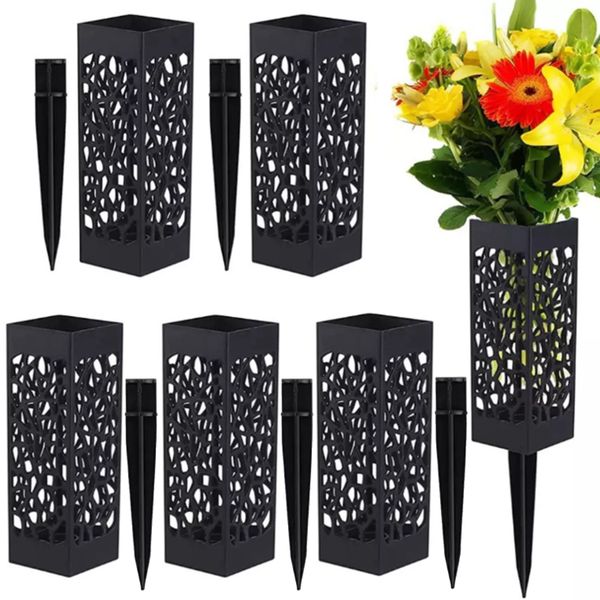 6Pack Cemetery Vase - Plastic Grave Vases with Spikes for Artificial Flower
