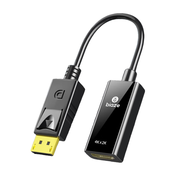 Biaze 4K Gold-Plated DisplayPort (DP) to HDMI Adapter (Male to Female)