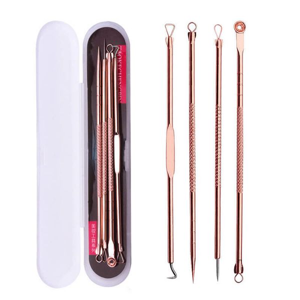 Rose Gold Blackhead Pimple Extraction Tool Set - 4 Pieces