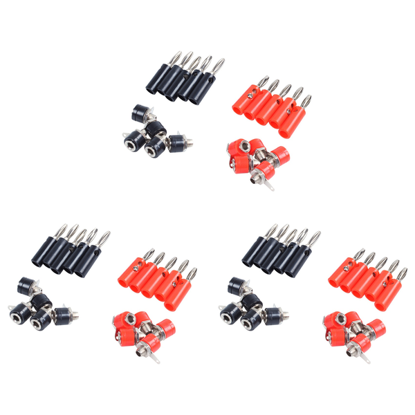 10X Banana Plugs And 10X Banana Sockets (Black/Red) Jack Connectors