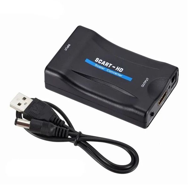 SCART to HDMI Converter 1080P with USB Compatible with Sky Box DVD TV