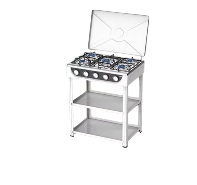 5-Burner Gas Stove with Integrated Double-Layer Storage Stand - SGS-6015-JW