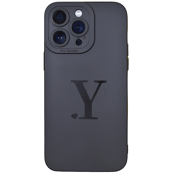 Black Phone Case with Initial Y &amp; Pro Camera for iPhone 14 Pro