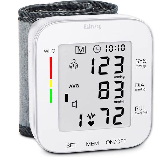 Wrist Blood Pressure Monitor Large LCD Display BP Machine Adjustable