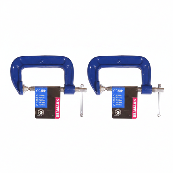 Deamark C-Clamp 75mm 2 Piece - Versatile Woodworking Tool - 2 Pack