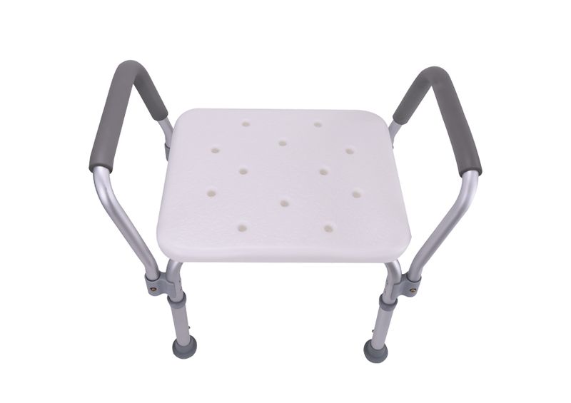 Shower Chair No Back Adjustable Shower Chair (White, Silver)