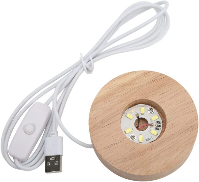 Wood LED Display Stand for 3D Crystal Glass Resin Art