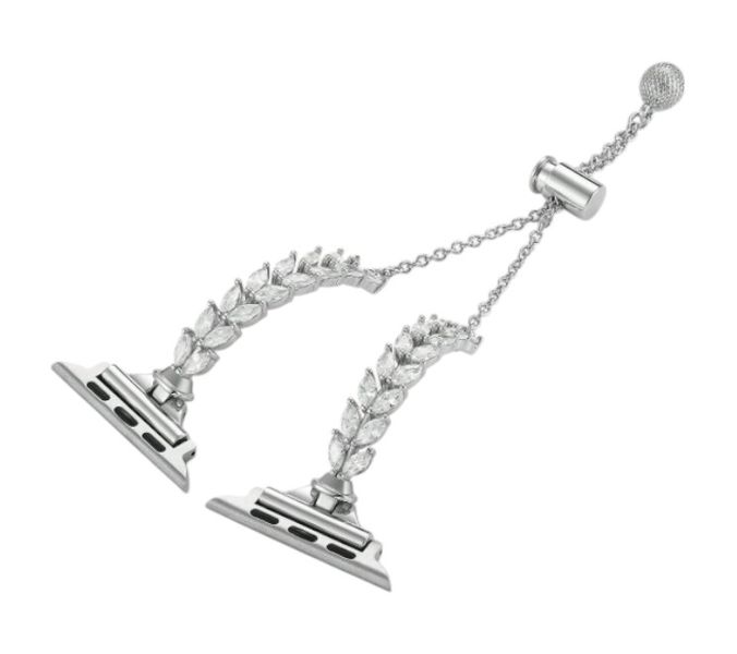Petal-Shaped Diamante Watch Bracelet - Silver