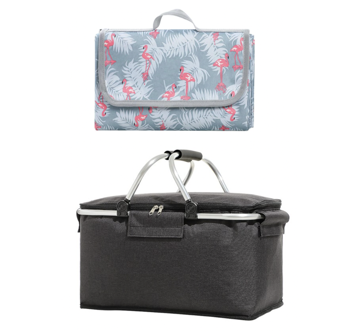 Picnic Blanket with Collapsible Picnic Basket Black & Flamingo Buy Online in South Africa