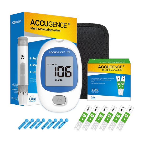 Accugence Light - Blood Ketone Meter Starter Kit with 30xbeta-Ketone Strips