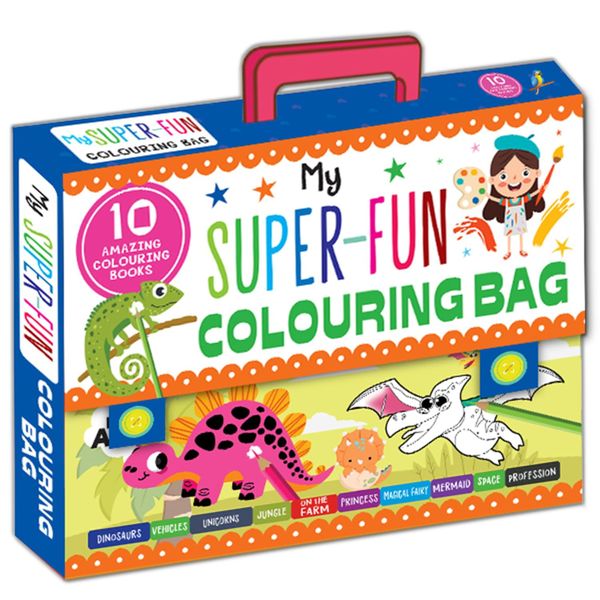 Super-Fun Colouring Bag with 10 Colouring Books- Kids Creative Activity Set