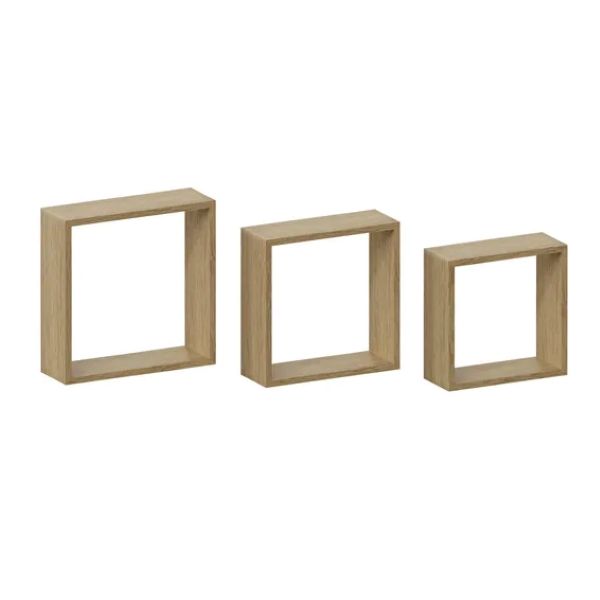 Straight Square Shelves 3 Pack Oak