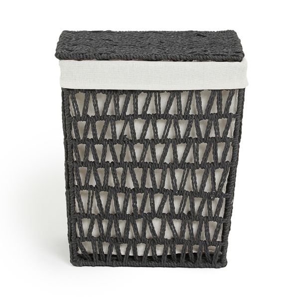 George &amp; Mason - Black Rope Rectangular Laundry Basket - 40cm